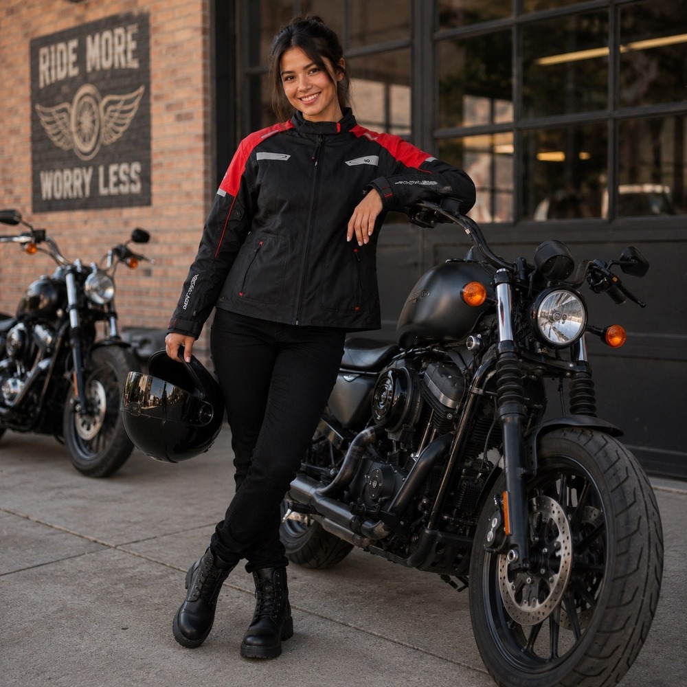 WD Motorsports Vegas Lady Womens XL Motorcycle Jacket Armor Waterproof 3-in-1